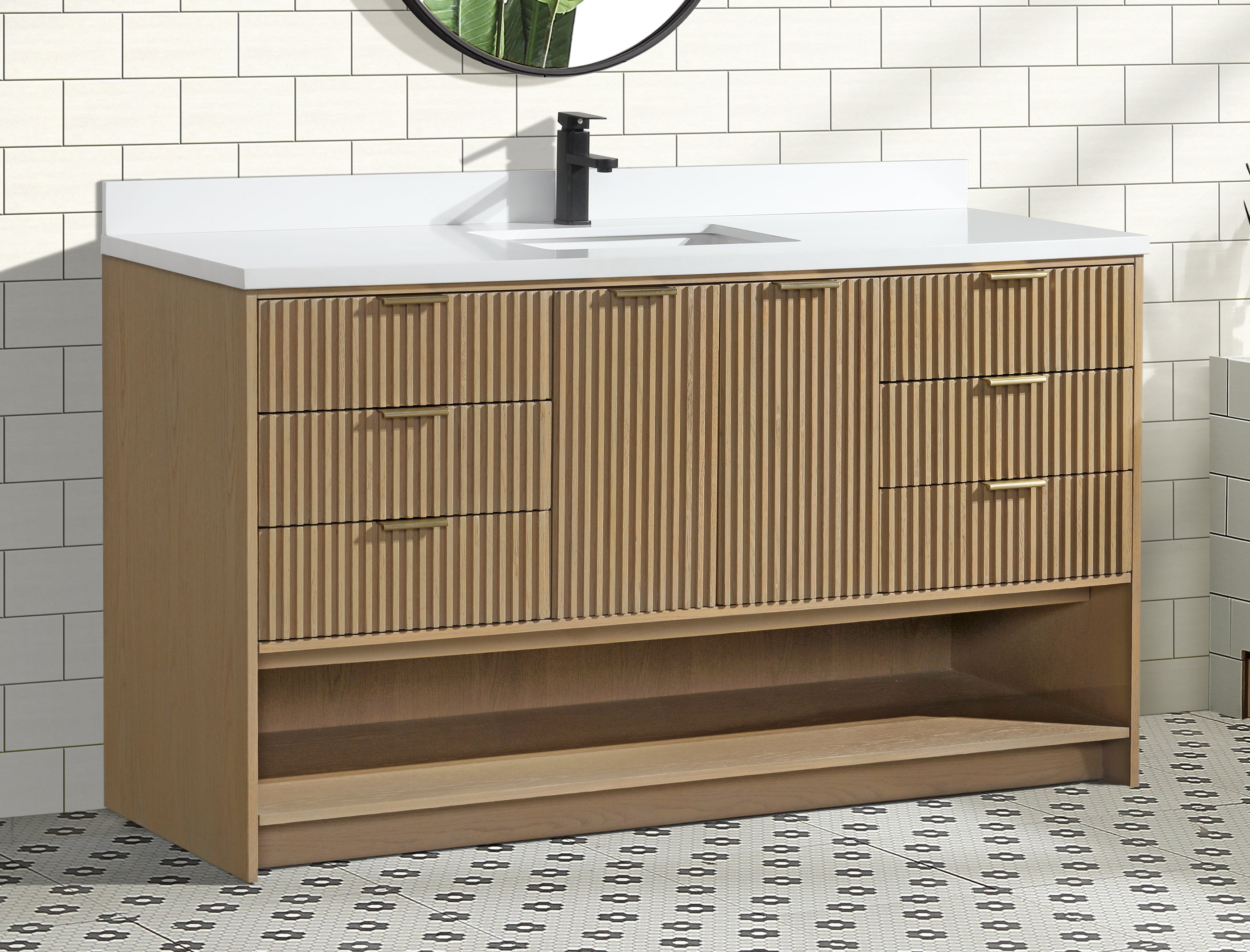 Joss & Main Anelie 60" Freestanding Bathroom Vanity Oak | Wayfair